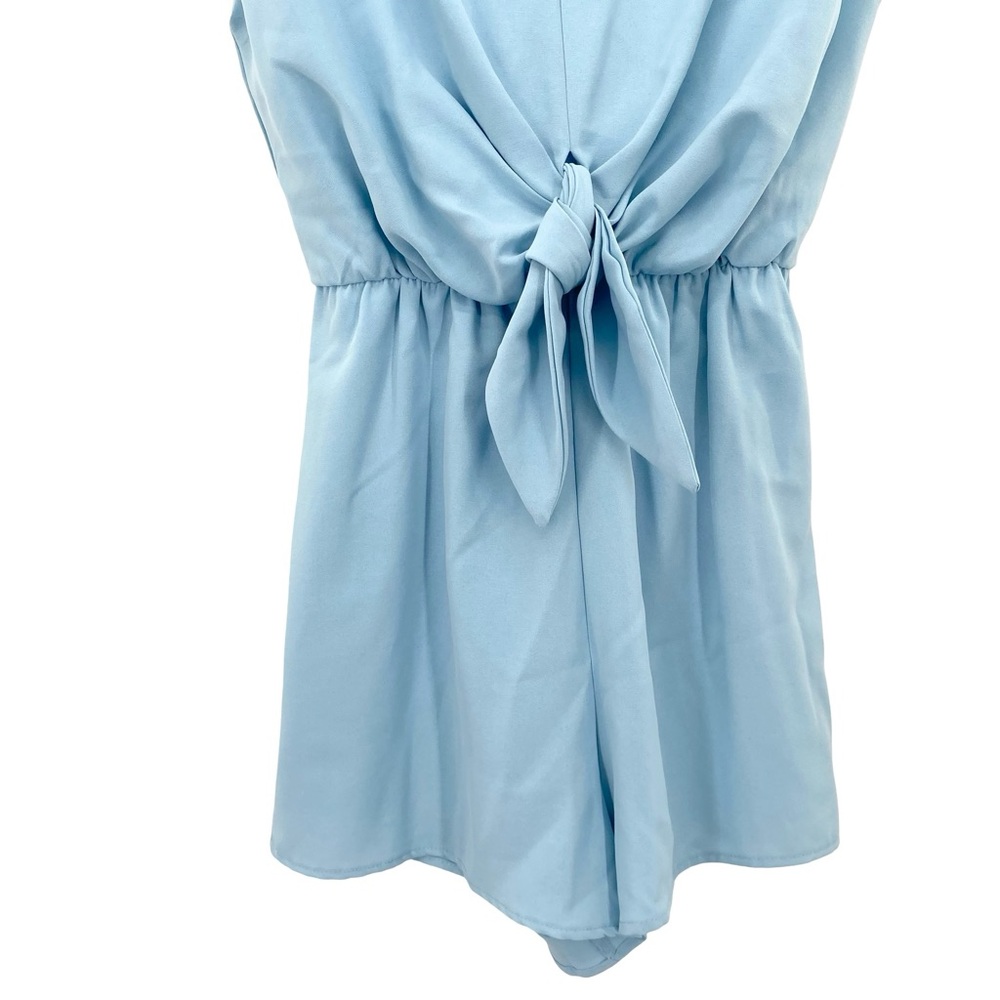 She + Sky Anthropologie Blue Tie Waist Romper Size Small - Picture 3 of 7